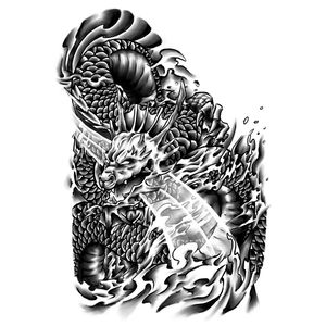 Japanese dragon i designed for one of my clients. #blackandwhite #digital #blackandgrey #halfsleeve #tattoo #tattoodesign #design #waves #dragon #japanese #japanesetattoo #japanesedragon #artph
