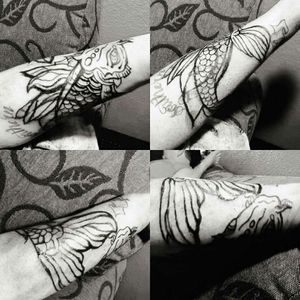Koi fish tattoo cover up, still need to finish and color. :)