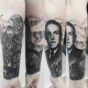 Lovecraft/Cthulhu half sleeve by Paul WatsonSith, Skins and Needles, Middlesbrough