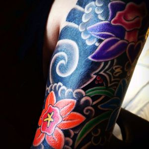 Colorful #narcissus flower, #japanese by Billy DeCola. #japanesetattoo #flowers #BillyDeCola