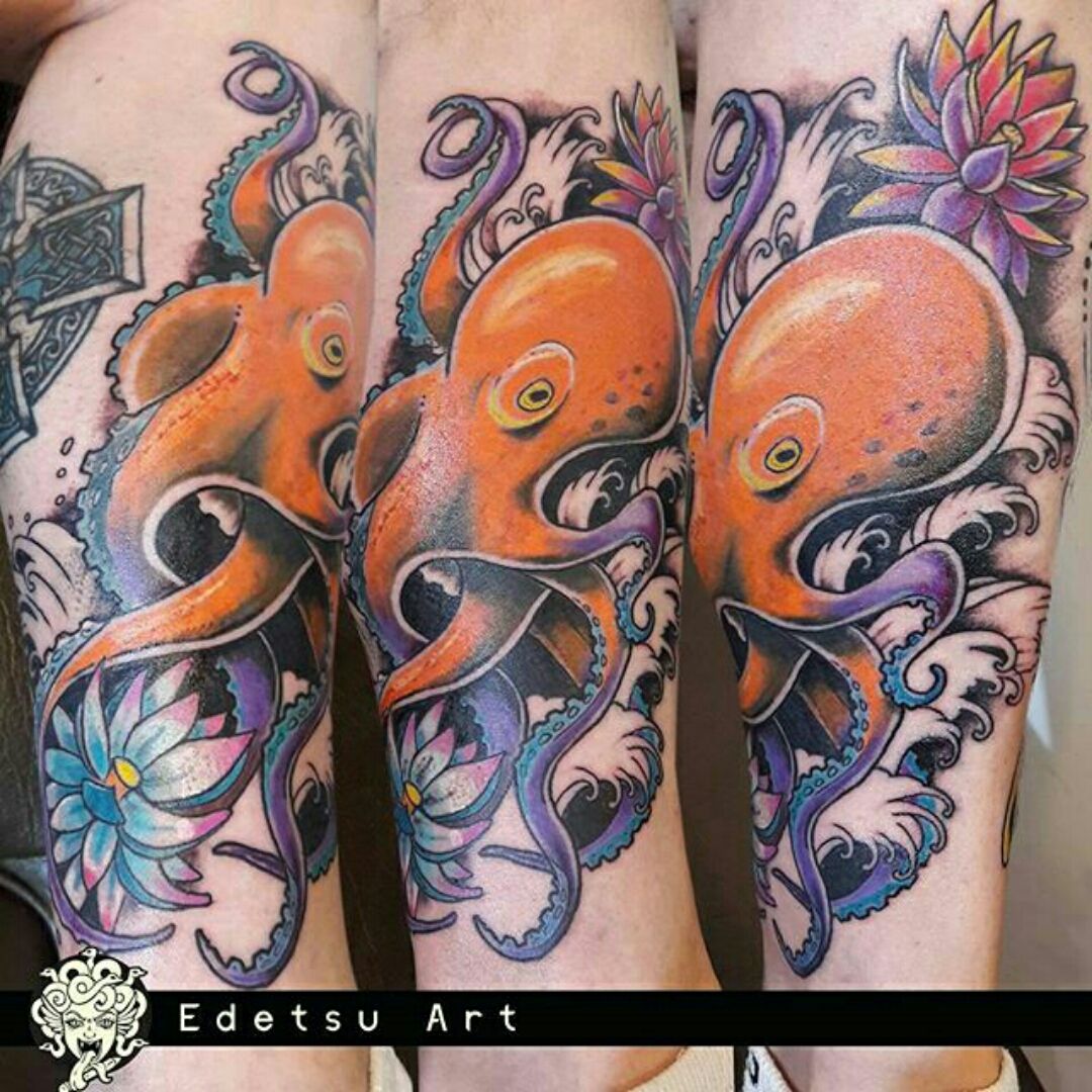Tattoo art: japanese dragon and octopus engaged in a dynamic battle on  Craiyon