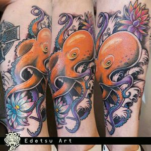 #octopus #fullcolor #tattoo #lotus #japanese #newschool