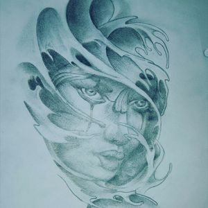 Abstract face #face #water #pencildrawing
