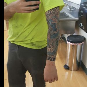 Sleeve in progress at State of Grace in San Jose, Ca. By Horifuji