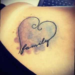 My first tattoo which I got in April 2016, can't wait for more ink!! #watercolor #familyfirst #hearts