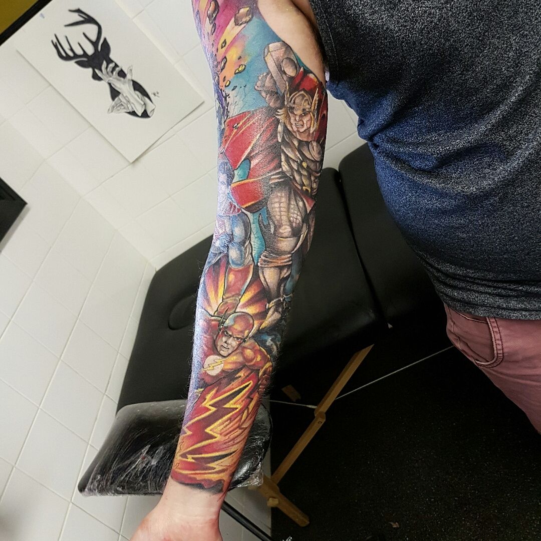 J Prince Tattoo on Twitter Superhero half sleeve ive been working on  nearly finished now Chapter2Tattoo httptcoYvEOQvsviv  Twitter