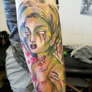 Watercolour zombie girl by me