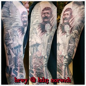 Ww1 sleeve. Images photoshoped and 3d programme poser 10 used with cinque. Flite v2, dynmic & t-tech. #blackandgrey #bng #ww1 #angel