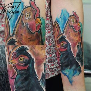Tatuagem criada para homenagear as galinhas de estimaçao da cliente :)#watercolortattoo #tattoo #chicken #cock #braziliantattoo #aquarela #watercoloe