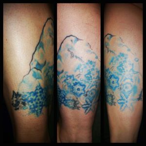 Don't look too close, it's awful enough from a distance. My leg piece that changed my outlook on tattoos. I will travel wherever I need to and pay as much as necessary to never have another tattoo like this!! #help #terribletattoo #lessonlearned #legtattoo #legpiece #coverupneeded