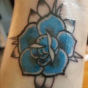 My very first tattoo done on May 14th 2016. Blue Rose. #newink #newaddiction #firsttattoo #bluerose #loveit #ineedmore #LuckOfTheDraw #jakelotd