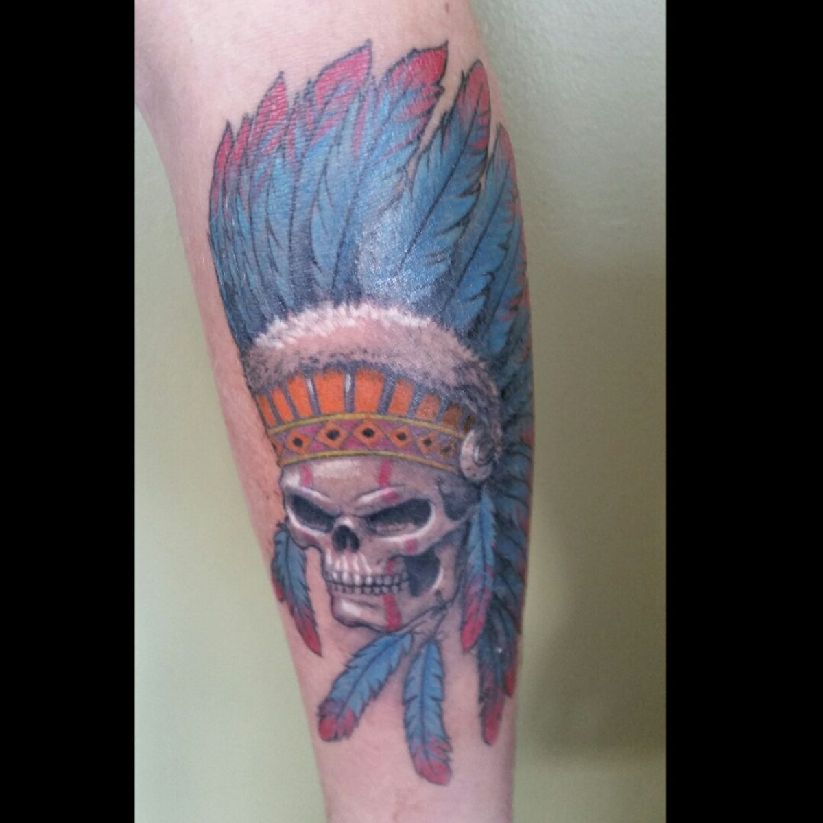 Tattoo uploaded by Brandon Gubish • "Chief Indian Skull." Tattoo done