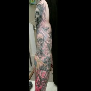 "Finished Sleeve." Tattoo done by Adam Lerch of Aggression Tattoo.