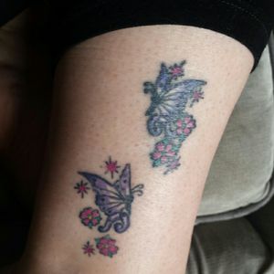 My 2 lovely butterflies I want to add to and bring it down around my ankle and on my foot