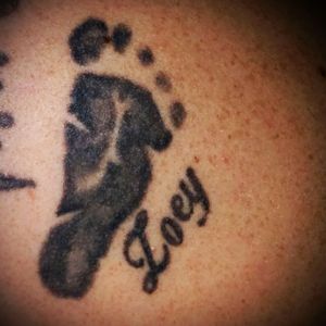 3rd child's name ( Zoey) and footprint from her crib card. #footprints #babies #babygirl #tattooedmommy