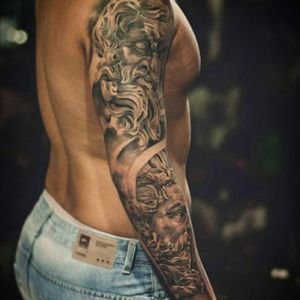 Greek Gods. #sleeve #greek #blackandgreysleeve #blackandgreytattoo #tattoo #art #tattooconvention #riodejaneiro #brasil