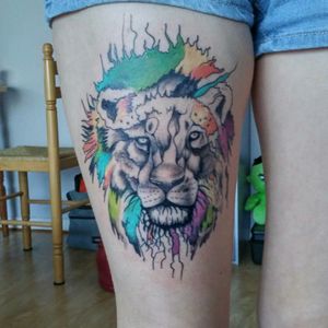 Mon premier tatouage, un lion. #Lion #color #firsttattoo #CherryTam