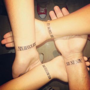 A family tattoo. Born dates in roman numbers for each other. #romannumbers #venezuela