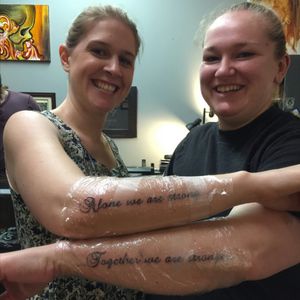 30 years of friendship celebrated in matching tattoos! #bestfriendtattoo   #matchingtattoo #3rdhearttattoo #tattoolettering