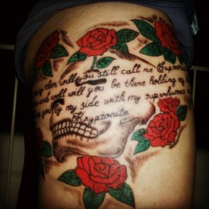 my biggest one so farit's the chorus of Kryptonite by 3 Doors Down#skull #roses #music