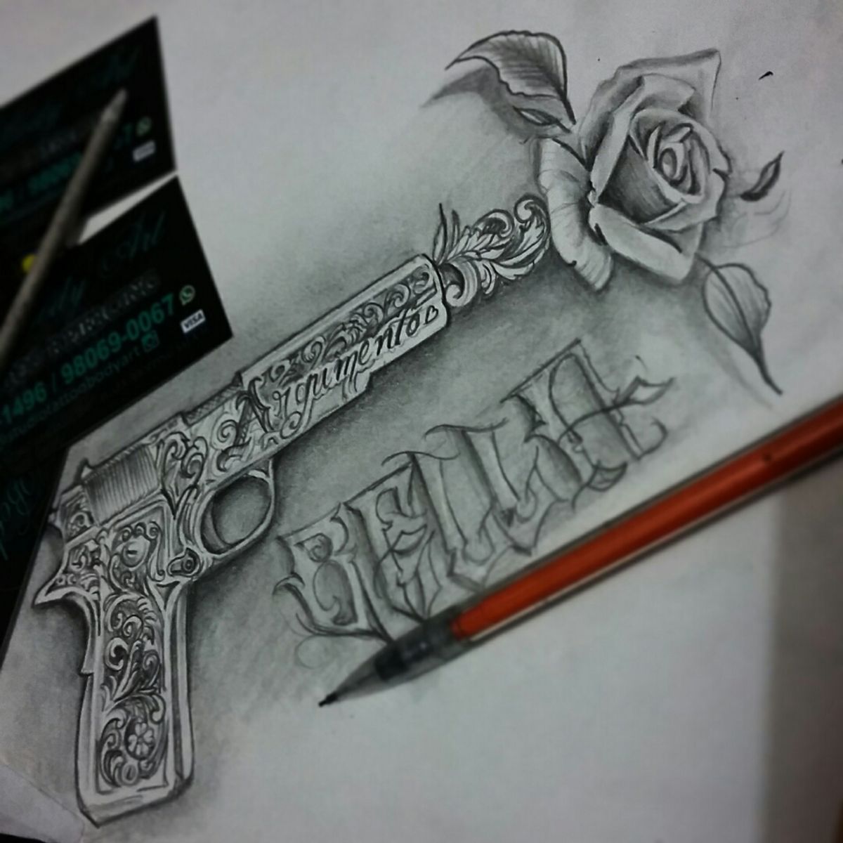 roses and guns drawings