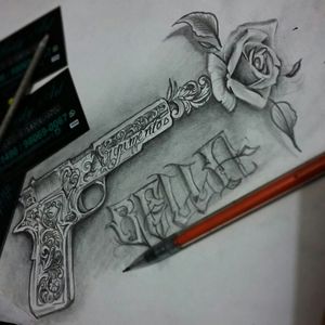 Menka Bella  #drawing #br #brasil #tattoo  #tatuagens #guns #rose #draw