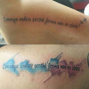 Girlfriends. #tattoo #ink #tattoopavia #tattoomilano #phrases #watercolorart #watercolortattoo #amoroso #pink #blue #tattoogirl #inkedgirls #friendshiptattoo