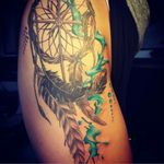 Cover up of a name on my hip. #coverup #dreamcatcher #feather #watercolor