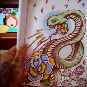 #snake #neotraditional #drawing #rose #drawing #sketch #pencil #sketchbook