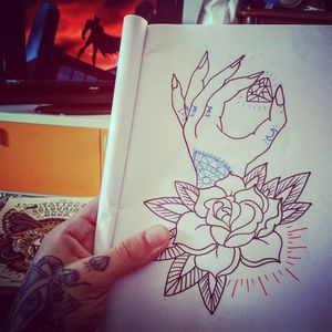 #rose #hand #diamond #tattoo #pencil #sketchbook #traditional #neotraditional #drawing #sketch