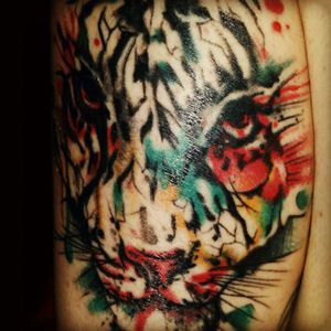 Watercolor tiger by Bryan Davis of Tower Classic Tattooing in St. Louis #watercolor #tiger #watercolortiger