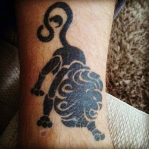 My first tattoo... #leo #lion #starsign #ankle #myfirst #firsttattoo #black #sock #sydney #australia #livecanvas