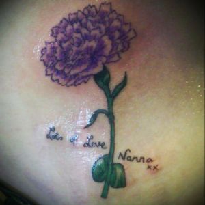 My nanna's handwriting, her favourite flower (carnation), in her favourite colour (lilac) #oneofakind #unique