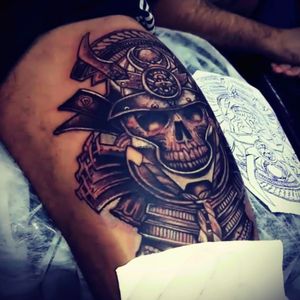Alexandre Dallier Skull Warrior #dallier #tattoos #tatuagem #art #skull #caveira #blackandgraytattoos #work #tattooartist #tattooist #blackandgrey