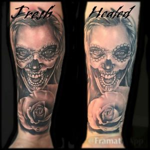 Fresh to healed day of the dead. Artist- Gpate - ink slave tattoo hobart. #DoD #tattoo