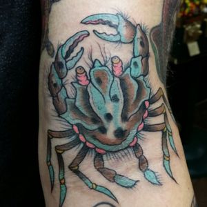 Crab by Dennis Clements II #tattoo #tattooart #tattooedgranpa #tattoocollector #tattooedman #inkedguy #inkaddict #inkedlife