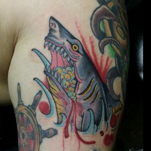 Shark by Dennis Clements II #tattooed #tattoo #tattoos #tattooedgranpa #tattoocollector #tattooart #inked #inkedup #inkaddict #inkedforlife