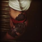One of my models showing a Cover piece... #inkedbabes #inkedup #tattoomodel #roses #black&grey #blackroses