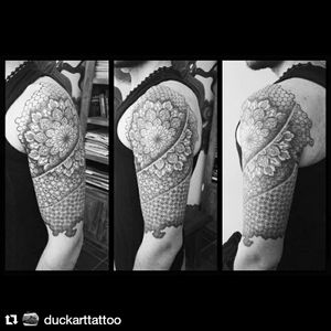 #Repost @duckarttattoo with @repostapp ・・・ "Sliced up", by wim, 2016, ink on @julianpm skin, healed, sold. Thanks for the great times man! #duckarttattoo #tattoo #mandala #mandalatattoo #sacredgeometrytattoo #illusions #sacredpattern #pattern #dotwork #blackwork #blackink #blacktattoo #artisticfreedom #sacredgeometry #tattoobelgium #inked #patience #zen #tattooart #concentration"