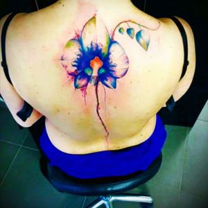 #tattooartist #flower #colorful #watercolor #tattooedgirls #backpiece  by Mika Graff