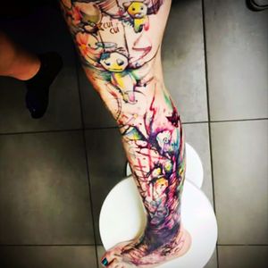 #tattooartist #watercolor #funnytattoos #comics #tattoedgirl #colorful  by Mika Graff