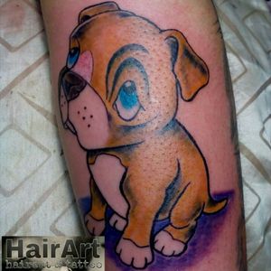 Pitbull baby #HairArt #haircut&tattoo #newschool #tattoo #newschooltattoo #pitbull #bully #puppy #eternalink