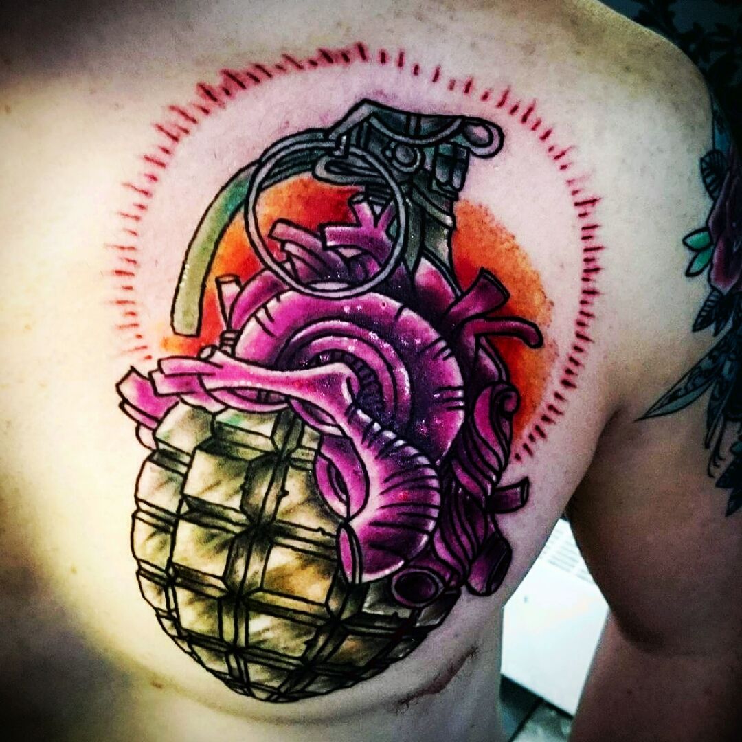 grenade tattoo outline