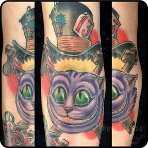 Cat in a hat by Theo For info or bookings pls contact us at art@royaltattoo.com or call us at + 45 49202770 #royal #royaltattoo #royaltattoodk #royalink #royaltattoodenmark #helsingørtattoo #ElsinoreInk #tatoveringidanmark #tatoveringihelsingør #toptattoo #toptattooartist #cheshirecattattoo #madhatter #cheshirecat #hat #cat #thirteenth