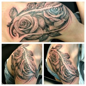 Rose tattoo I did on a girl for her first tattoo took almost 4 hours.