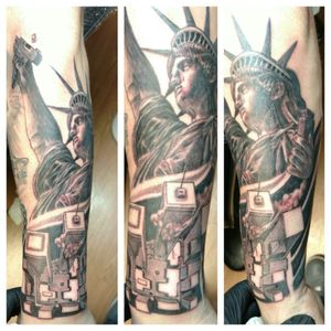 Statue of liberty world trade center tattoo I designed and did.
