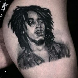 Portrait Bob Marley black and gray Tattoo