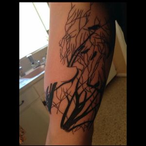 dead tree silhouette tattoo
