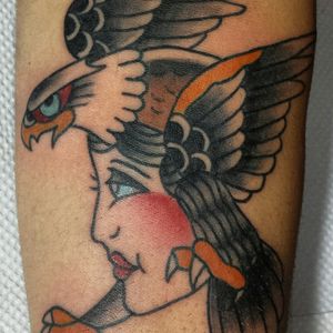 #tattoo #traditional #neotraditional  #aguia #woman #eagle