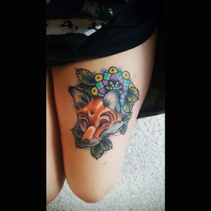 Fox by Damian Reed at Tattoo FX in Owensboro KY#fox #OWENSBOROKY #firsttattoo  #nature #flower